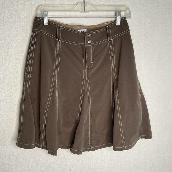 Athleta Wear About Women's Brown Pleated Skort Skirt with Built In Shorts Size 2